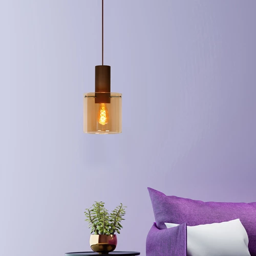 Lucide TOLEDO - Pendant light - Ø 20 cm - 1xE27 - Amber - atmosphere 1